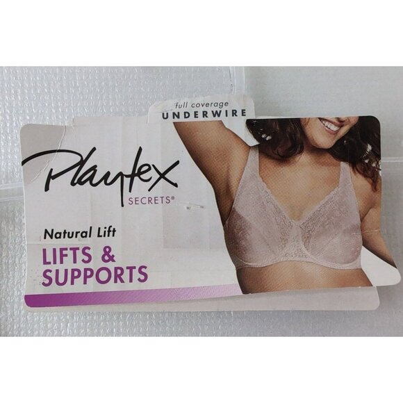 Playtex Secrets Full Figure Underwire Bra 36C Beige Unlined Full Coverage - Picture 2 of 8